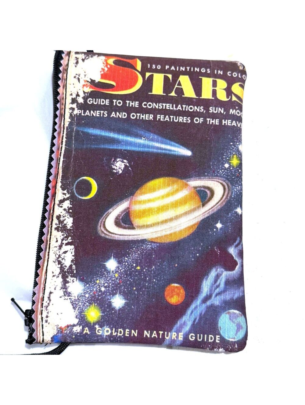 Stars Golden Nature Guide Book Celestial Fabric Zipper Crossbody Pouch
